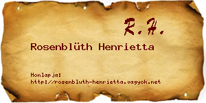 Rosenblüth Henrietta névjegykártya