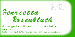 henrietta rosenbluth business card
